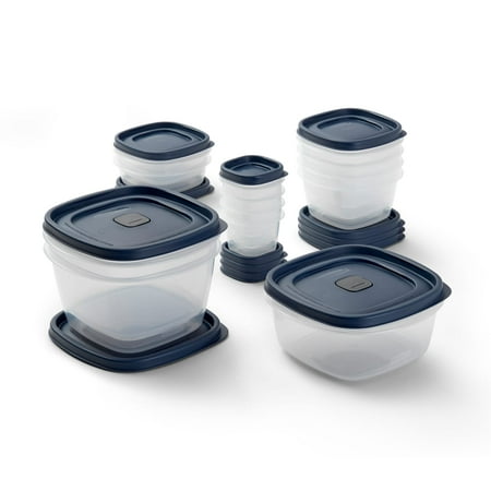 Rubbermaid 26-Piece BPA-Free Plastic Food Storage Set, Blue Vented Lids - Microwave, Dishwasher Safe: Perfect for Meal Prep, Leftovers, and Kitchen Organization