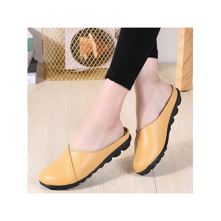 

Lacyhop Womens Mules Clog Comfortable Leather Flats Casual Driving Loafers Walking Shoes