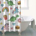 thumbnail image 4 of White Cartoon Dinosaurs Unicorns Pattern Shower Curtain 36"x72" ,Bathroom Decorative Shower Curtains Set with 12 Hooks,Modern Waterproof Washable Shower Curtain, 4 of 6