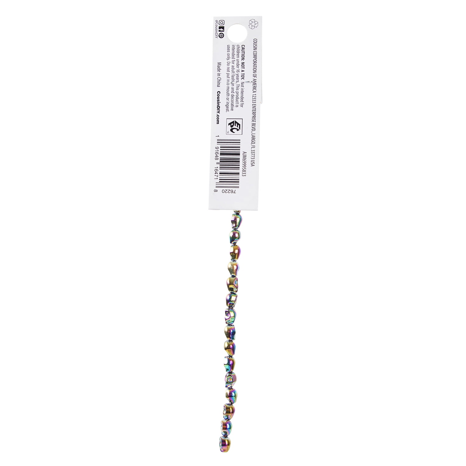 Cousin DIY 7" Rainbow Metallic Skull Bead Strand, 22 Piece, Unisex, Adult-Model 69995833