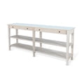 thumbnail image 2 of Benjara Meny Sofa Console Table- 71" with Shelves- Light Gray Solid Wood, 2 of 5