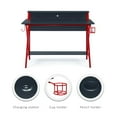 thumbnail image 5 of Linon Braxton Gaming Desk with Shelf and Multi-Color LED Lights, 47" W x 23.5" D, Black and Red Finish, 5 of 19
