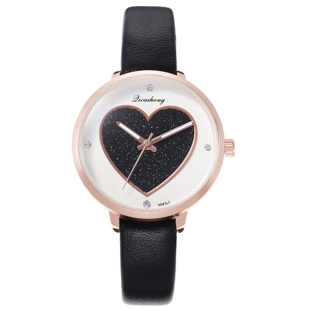 Up to 65% Off Fashionable Temperament Ladies Characteristic Peach Dial Belt Watch Necklace Rings Earring Jewelry on Clearance