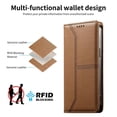 thumbnail image 5 of Leather For iPhone 11 Case【RFID Blocking】Wire Pressing Process Flip Wallet Leather Case With Card Holder Magnetic Closure  Phone Cases Cover,Brown,For iPhone 11, 5 of 10