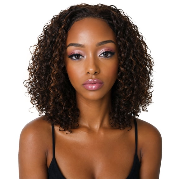 LUXLUXE Tatiana Curly Body Waves 15 in Long Half Wig Half Cap Wig, Mix Human Hair and Synthetic Fibers,