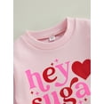thumbnail image 5 of Infant Toddler Baby Girl Valentine's Day Outfit Heart Printed Long Sleeve Sweatshirt Crewneck Pullover Shirt Top (Pink, 1-2 Years), 5 of 8
