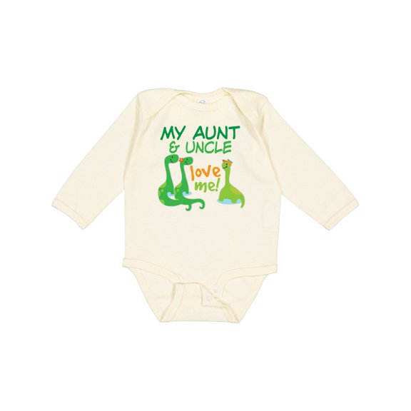 Inktastic My Aunt and Uncle Love Me Dinosaur Boys Long Sleeve Baby Bodysuit