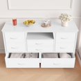thumbnail image 6 of 8 Drawer Dresser TV Stand for 55" TV, Long Bedroom Dresser with Power Outlets & Adjustable LED Lights, Wide Media Console Table for Living Room, Entryway, Wood Top, Storage Organizer - White, 6 of 7