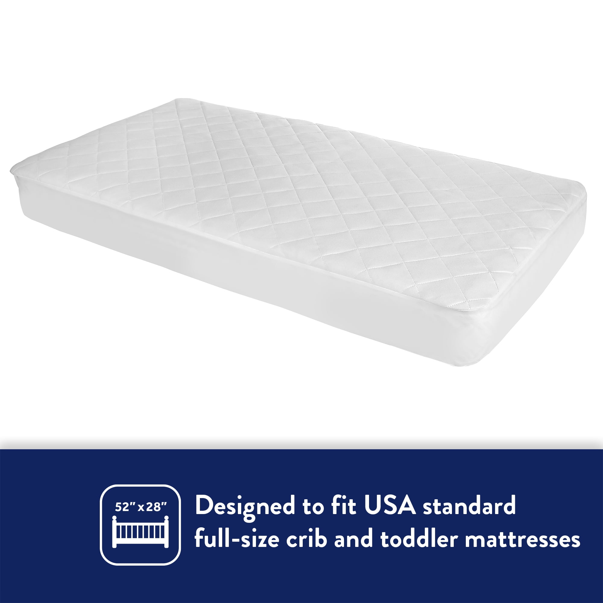 Kolcraft Waterproof Fitted Crib and Toddler Mattress Pad, White Baby Mattress Protector, 52x28