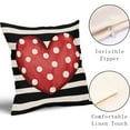 thumbnail image 3 of Valentine''s Day Pillow Covers 18X18 Inch Set of 2 Polka Dots Red Heart Stripes Valentine Decorative Pillow Cases Valentines Cushion Case Anniversary Wedding Home Decor for Sofa Couch Bedroom, 3 of 6