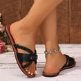 thumbnail image 6 of SBYOJLPB Women's Sandals Fashionable Casual Outerwear Versatile Plus Size Sandals Solid Color Round Toe Open Toe Flat Sandals, 6 of 9