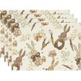 thumbnail image 1 of Queilt 4 Pack Placemats, Washable Rabbit Carrot Easter Eggs Pattern 30 x 45 cm for Spring Banquet Kitchen Party Decoration, 1 of 5