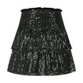 thumbnail image 4 of Generic Women's Cute Sequin Ruffle Skirt High Waist Glitter Layered Hem Sparkle Mini Skirt Shiny Mini Skirt Built in Shorts, 4 of 7