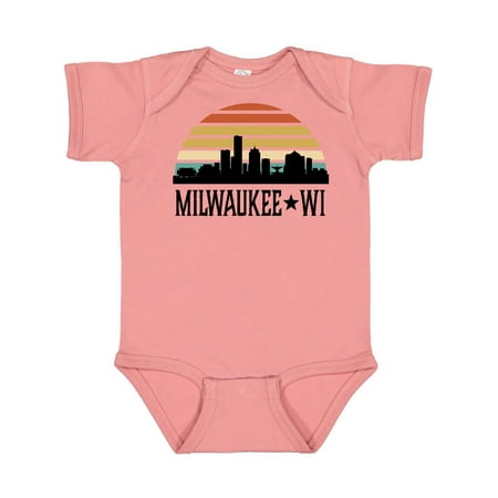 

Inktastic Milwaukee Wisconsin Skyline Retro Sunset Gift Baby Boy or Baby Girl Bodysuit