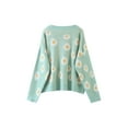 thumbnail image 2 of Douhoow Women Sweater Floral Daisy Print V-Neck Button Long Sleeve Cardigan Autumn Clothing, 2 of 6