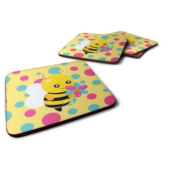 Bee with Flower Foam Coaster Set of 4
