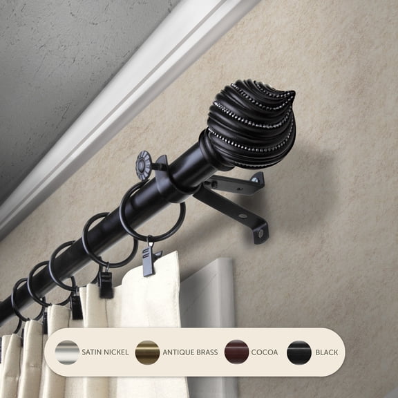 InStyleDesign  Mya Adjustable Curtain Rod Black 28 to 48 inches Black Finish