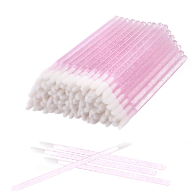 Cepillos de labios desechables de cristal Elisel, 100 unidades, rosas (9 cm)