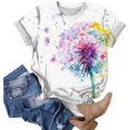 thumbnail image 6 of vigerkar Dandelion Graphic Floral T-Shirt Women Casual Summer Boho Tops Holiday Wildflowers Tee Shirts (Hot Pink, XL), 6 of 7