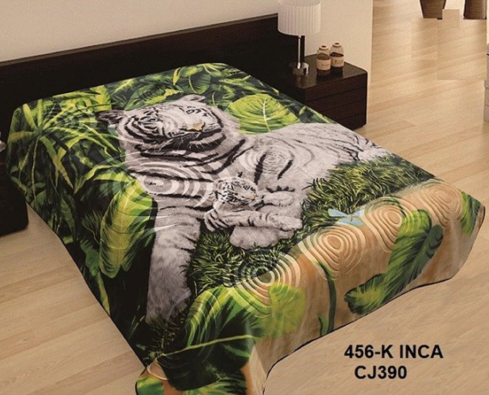 Tiger Embossed Reversible Heavy Warm Soft Mink King Size Blanket 10 lb