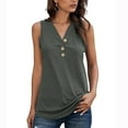 thumbnail image 2 of Womens Sleeveless Ribbed Tank Tops Button up V Neck Plain Loose Fit Blouses Summer Casual Comfy T Shirts Tank Vest, 2 of 6
