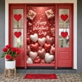 thumbnail image 3 of Red Theme Valentine's Day Banner Heart-shaped Balloons Love Display Gift Box Design Gold Ribbon Heart Backdrop for Valentine's Day Party Romantic Date Anniversary Celebration, 3 of 9