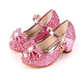 thumbnail image 2 of Zapatos de cuero de princesa mariposa para niños, zapatos de tacón alto con lazo de diamante, zapatos de baile con purpurina para niñas, zapatos de baile de fiesta a la moda, 2 of 4
