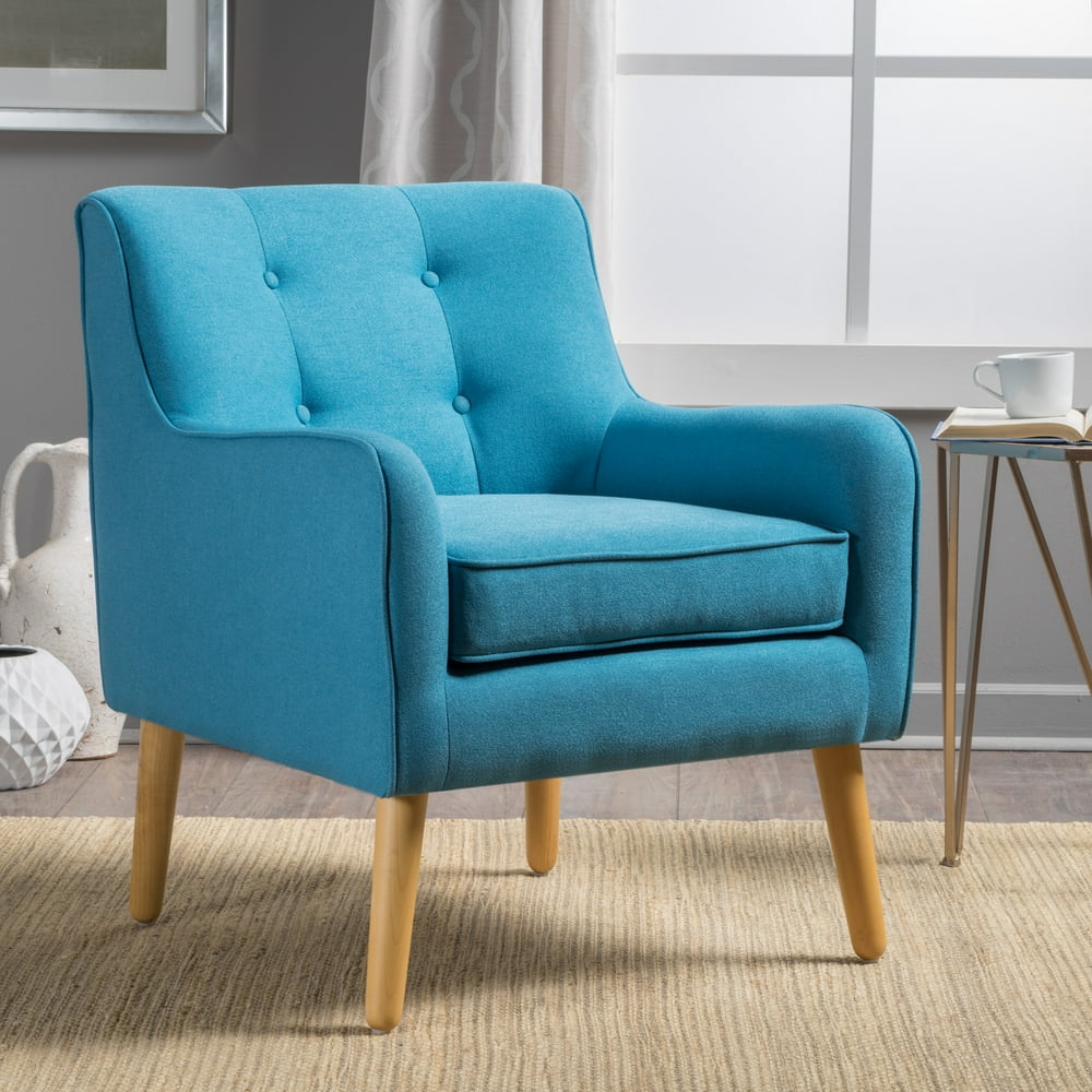 Noble House Fargo Mid Century Fabric Arm Chair,Teal - Walmart.com