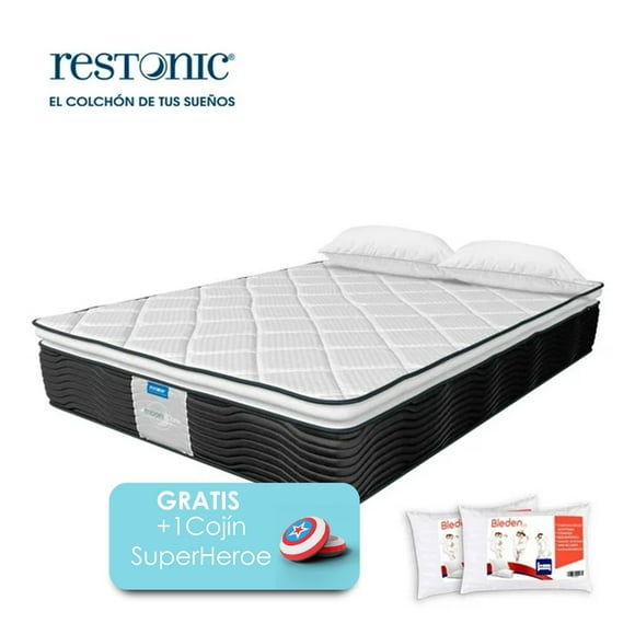 Colchón Dom Individual + 2 Almohadas. Anti-ácaros Random