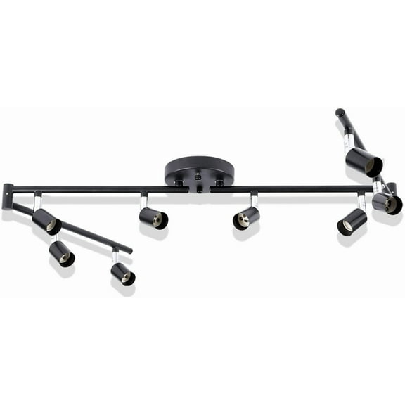 Aototen 8-Head Track Lighting Kit: Flexible, Rotatable GU10 Spotlights with Multi-Directional Arms (Black)