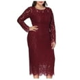 thumbnail image 2 of Njoeus Floral Lace Evening Party Dresses for Women Plus Size Elegant Long Sleeve Pencil Dress Cocktail Bodycon Fishtail Dresses XL-6XL, 2 of 5
