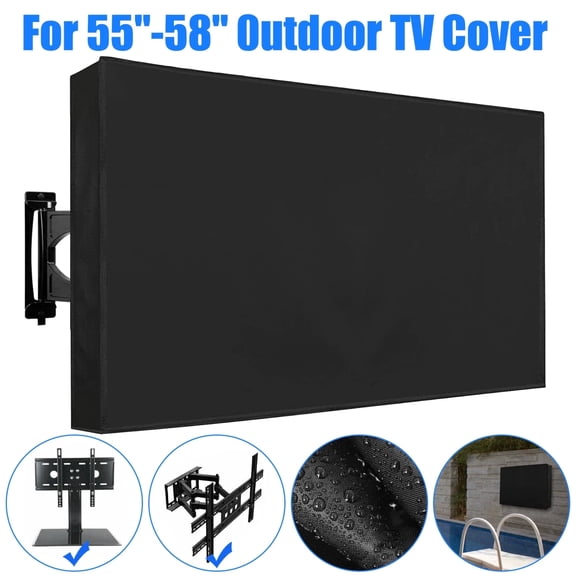 FFORCE 55-58 inch Outdoor TV Cover Fitted Waterproof Weatherproof Television Protector | Universal Fit for All Models, Dust & UV Resistant 420D Material