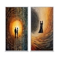 thumbnail image 2 of Designart "Retro Lovers Celebrating Eternal Love III" Couple Framed Wall Art Set Of 2 - Glam Yellow Gallery Wall Frame Set For Home Decor, 2 of 6