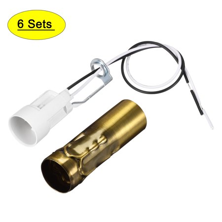 

Uxcell E14 Bulb Socket with Wire and 3 Inch Tall Brass Candle Covers Kit 6 Sets