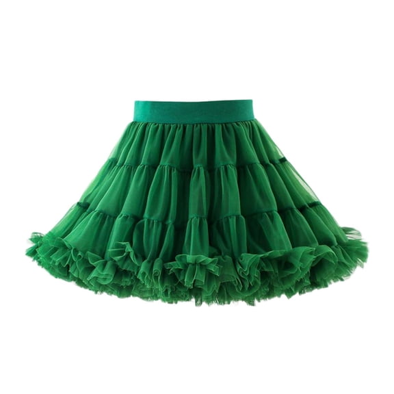 hoksml Girls Solid Color Tiered Pettiskirt, Elastic Waist Fluffy Ruffle Tulle Skirt for Party and Dress Up