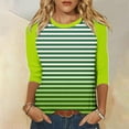 thumbnail image 2 of Birdeem Blouses pour Femmes Manches 3/4 Couleur Unie Dégradé Rayé Imprimé Col Rond, 2 of 12