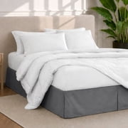 Bare Home Double Brushed Bed Skirt - Premium 1800 Collection - 15-inch Drop - Queen, Gray