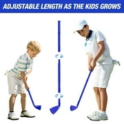 JBeeCtrl 2 in 1 Toddler Golf Set Kids Golf Clubs Set with 8 Balls, Cornhole Board & Putting Mat Kids Golf Toys Set Golf Game Indoor Outdoor Sport Toys Gift for Boys Girls 3 4 5 6+ Years Old, Blue