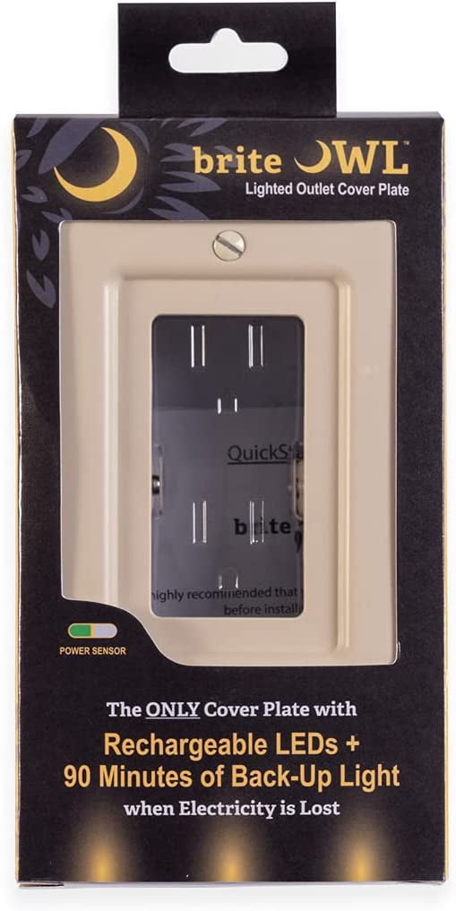 briteOWL Power Failure LED Light Up Outlet Cover, Unaffected by Electrical Outage, Decora Cream