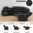 thumbnail image 6 of Aukfa 3-Piece Recliner Sofa Set, 6 Seat Sectional Couch with Cup Holders&Storage Console, Leather, Black, 6 of 11