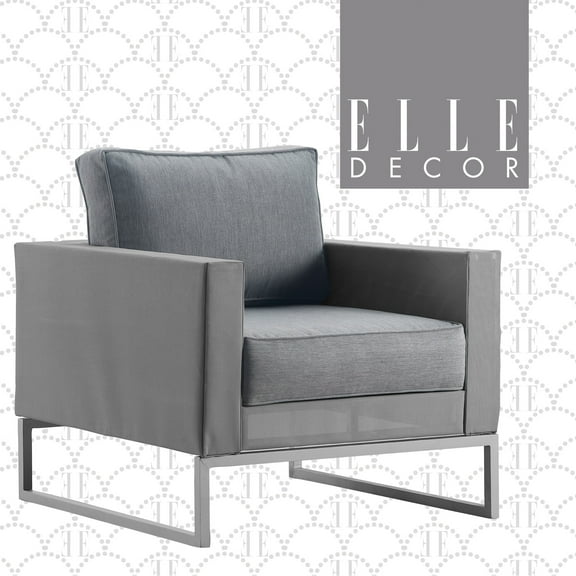 Elle Decor Tropez Outdoor Cushion Back Accent Chair, Grey