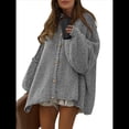 thumbnail image 3 of Cárdigan de Invierno con Botones para Mujer, Cuello Alto, Larga, Punto Grueso, Abrigo Gris S, 3 of 9