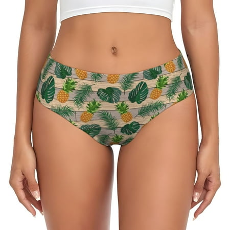 Womens Underwear - Pineapples Palm Leaves No Show Seamless Underwear for Women  Soft Stretch Womens Panties  Hipster Ladies Panties Bikini Underwear Briefs
