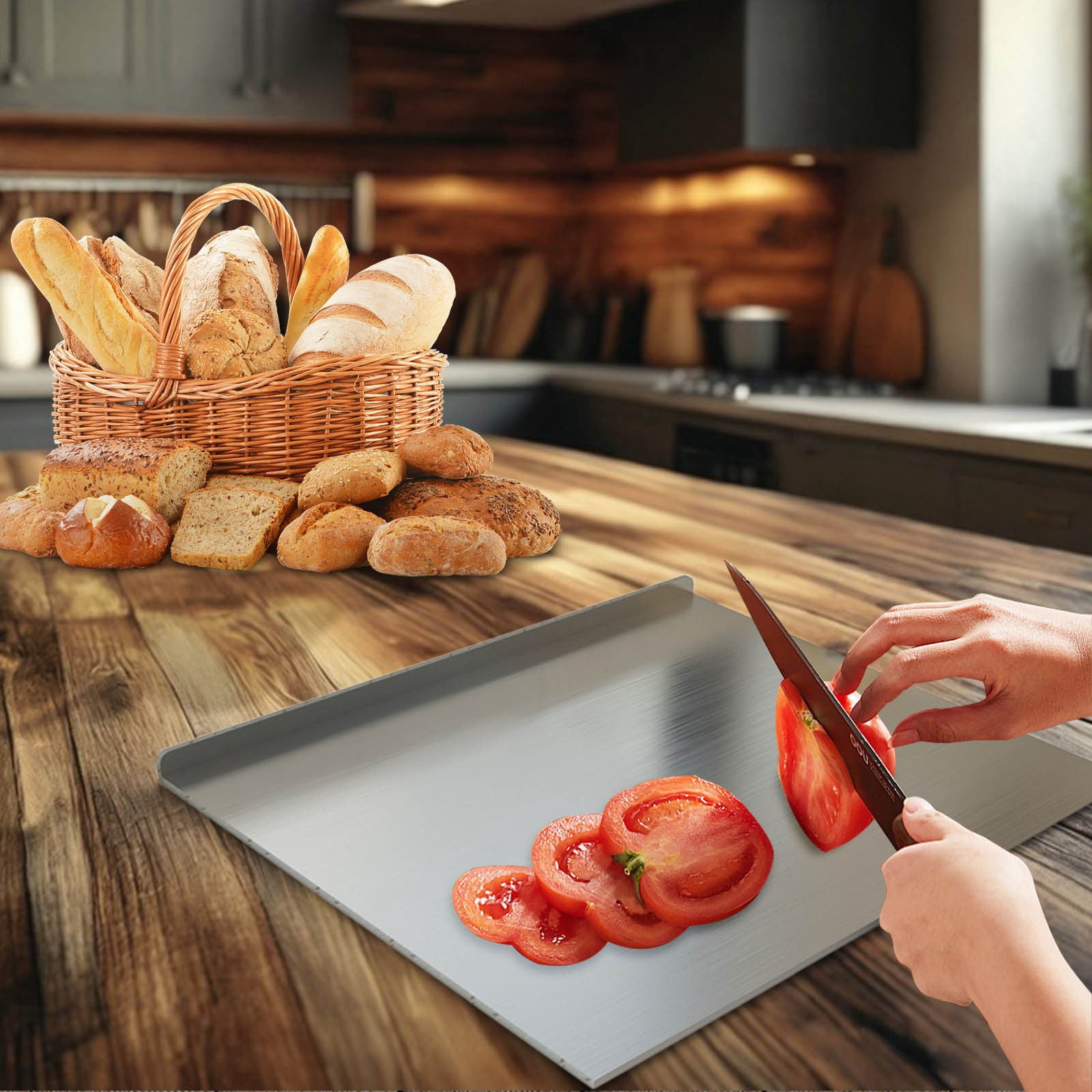YFGEFTR Stainless Steel Cutting Board for Kitchen, Chopping Boards for Countertop, Thickened Rust-Proof Hygienic, for Meat, Fruits, Vegetables, Bread, and Baking Small Cutting Boards