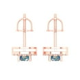 thumbnail image 4 of 14K Solid Gold Screw Back Stud Earrings for Women | 1.24 cttw Round Cut Blue Moissanite | Rose Gold, 4 of 5