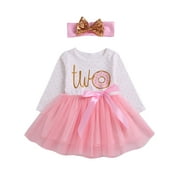 Dewadbow 1st 2nd Third Birthday Dress Girls Toddler Outfits Tutu Dresses Princess Party