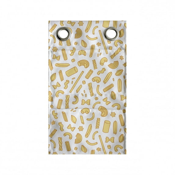 Kitchen Hanging Pocket Organizer, Different Type of Pasta Shapes Italian Macaroni Penne Spaghetti Cuisine Theme, Printed Polyester Storage Bag with Pockets, 9" x 27", Mustard White
