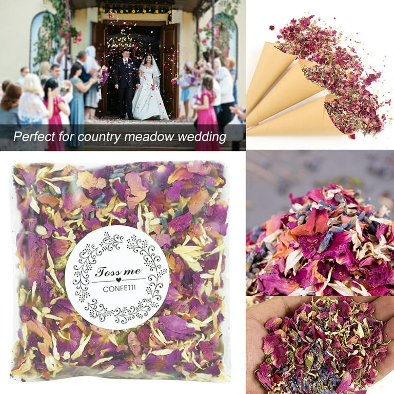 Niovtt Wedding Party Confetti Dried Rose Petals Eco-friendly Dried Flower  (5 Bags) 