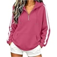 thumbnail image 3 of CBASIHI Womens Quarter Zip Sweatshirts with Pocket Long Sleeve Drop Shoulder Fall Casual Athletic Loose Fit Workout Hoodie Hot Pink L, 3 of 8