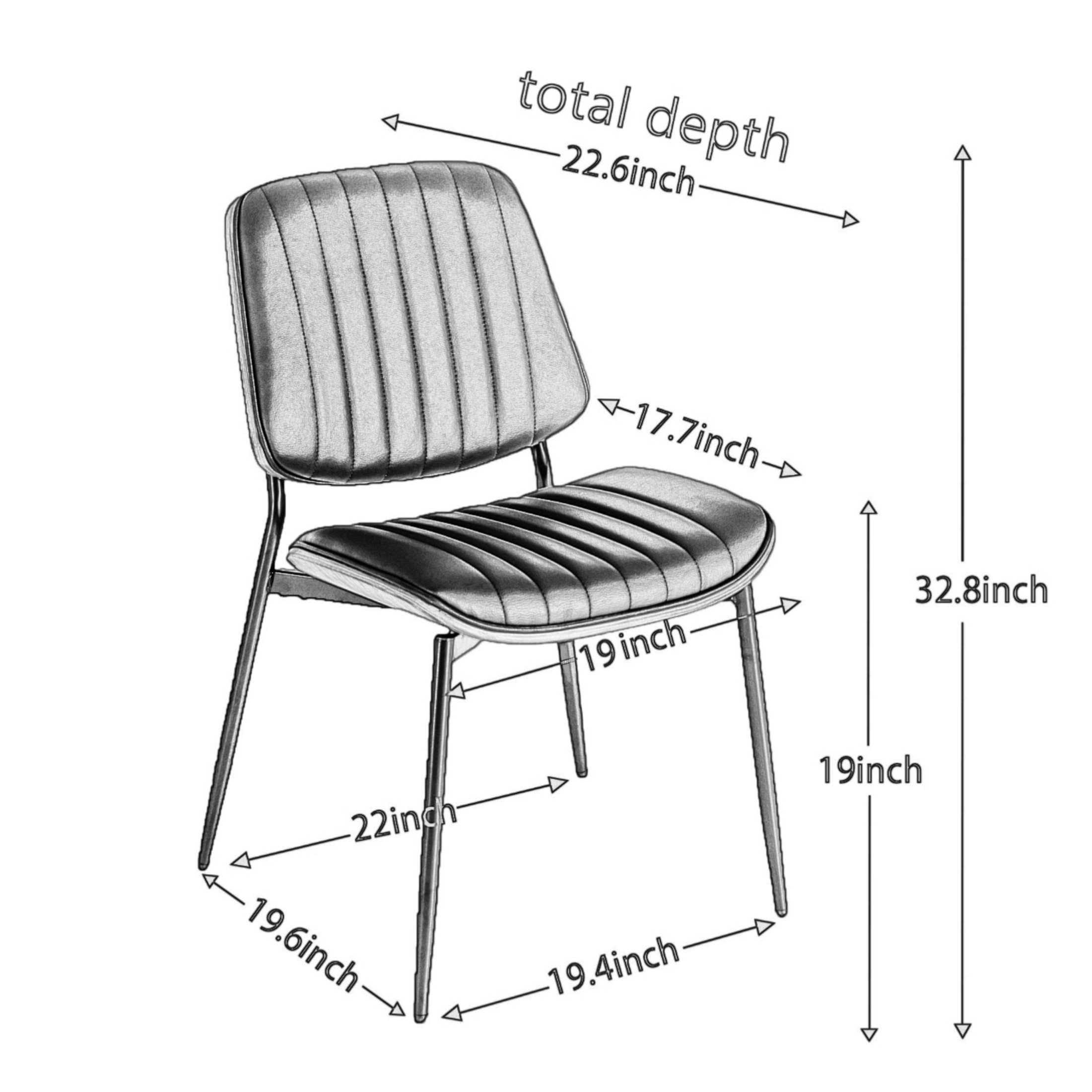 Mid-Century Upholstered PU Dining Chairs with Walnut Bentwood Back and Metal Tapered Legs, Gray, Set of 2